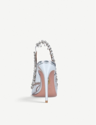 Shop Aquazzura Women's Silver Temptation Crystal Embellished Leather And Pvc Sandals