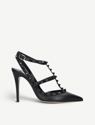 Valentino Garavani Noir 100 Studded Leather Courts In Black/comb