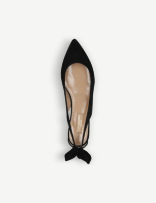 Shop Aquazzura Women's Black Deneuve Suede Ballet Pumps