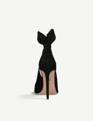 Aquazzura Bow Tie 105mm Leather Pumps In Black