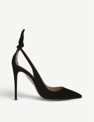 Shop Aquazzura Deneuve Suede Heeled Pumps In Black