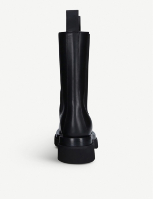 Shop Bottega Veneta Women's Black Round-toed Leather Platform Chelsea Boots