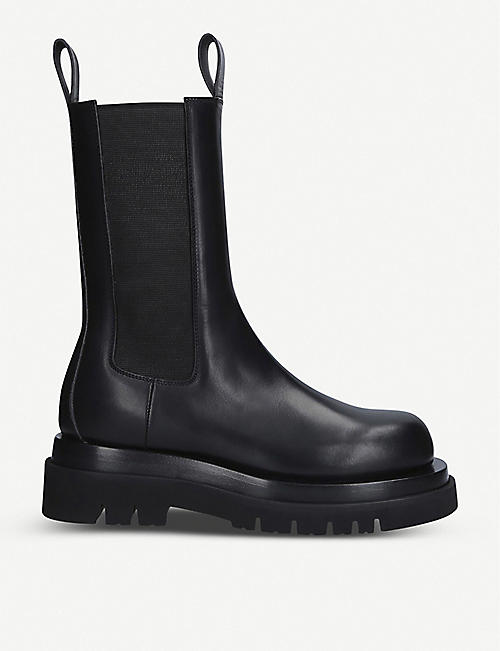 BOTTEGA VENETA: Round-toed leather platform Chelsea boots