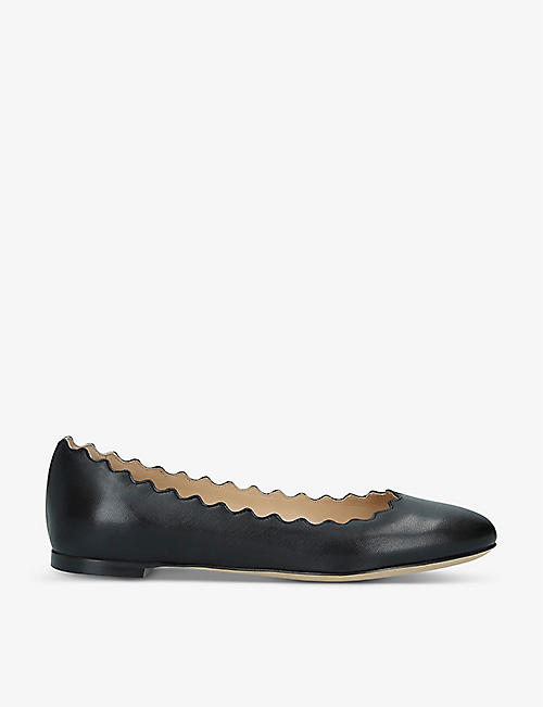 CHLOE: Scallop leather ballet flats