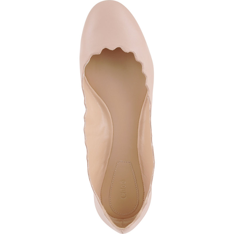 Shop Chloé Chloe Womens Pale Pink Scallop Leather Ballet Flats In Nero