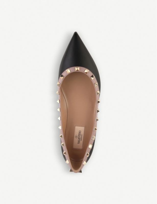 Rockstud leather flats