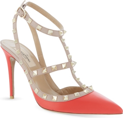 VALENTINO - Rockstud 100 leather heeled sandals | Selfridges.com