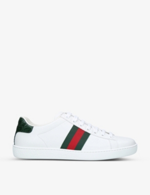 GUCCI - New Ace leather and crocodile trainers | Selfridges.com
