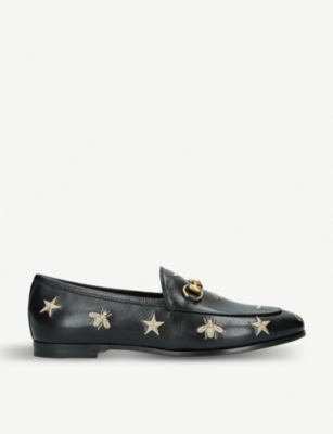 gucci jordaan star & bee leather loafer