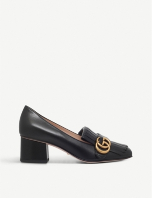 GUCCI Marmont 55 leather mid-heel loafers