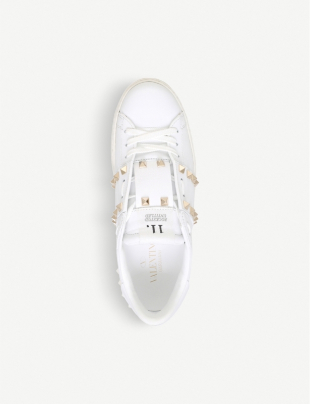 Rockstud leather low-top trainers
