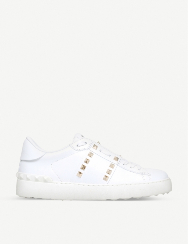 Rockstud leather low-top trainers