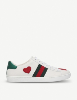 GUCCI - New Ace heart-detail leather sneakers | Selfridges.com