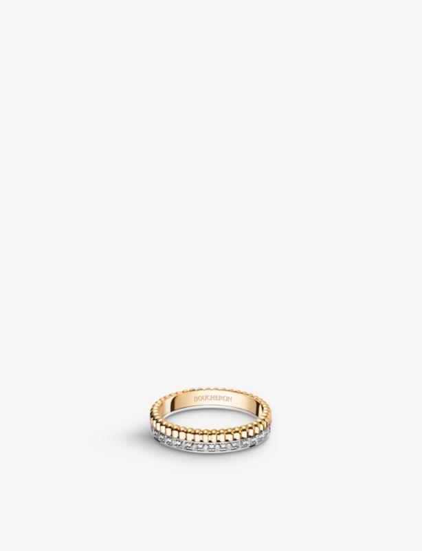 Quatre Radiant Edition 18ct yellow-gold, white-gold and 0.24ct diamond wedding band