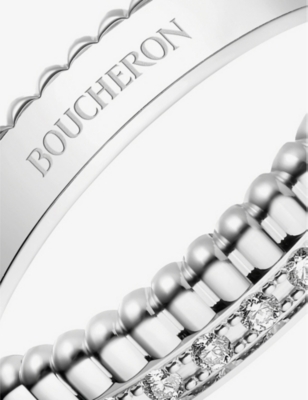 Shop Boucheron Women's Quatre Radiant Edition 18ct White-gold And 0.24ct Diamond Wedding Band In Silver