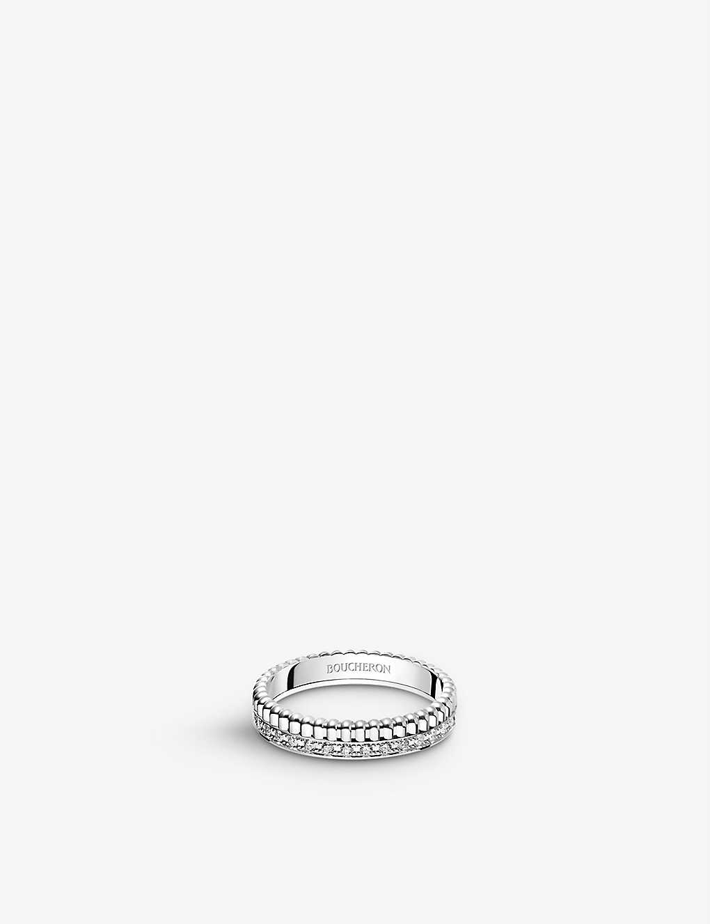 Boucheron Quatre Radiant Edition 18ct White-gold And 0.24ct Diamond Wedding Band In Silver