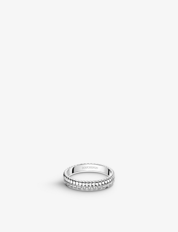 Quatre Radiant Edition 18ct white-gold and 0.24ct diamond wedding band