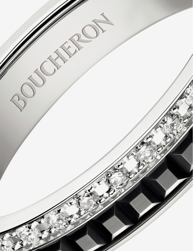 Quatre Black Edition 18ct white-gold and 0.24ct diamond wedding band