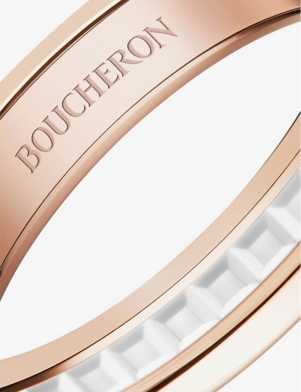 Quatre White Edition 18ct pink-gold and ceramic wedding band