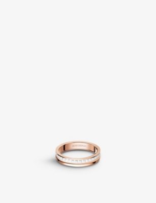 Boucheron Quatre White Edition 18ct Pink-gold And Ceramic Wedding Band In Pink/gold