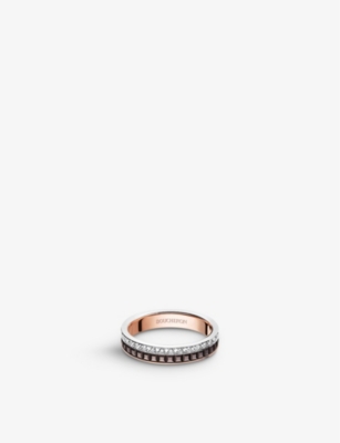 Shop Boucheron Women's Quatre Classique 18ct Rose-gold, White-gold And 0.21ct Diamond Wedding Band In Rose Gold