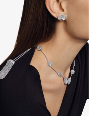 Shop Boucheron Womens White Serpent Bohème 18ct White-gold And 0.66ct Diamond Stud Earrings