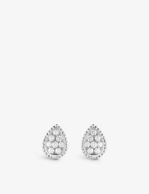 Boucheron Womens White Serpent Bohème 18ct White-gold And 0.66ct Diamond Stud Earrings