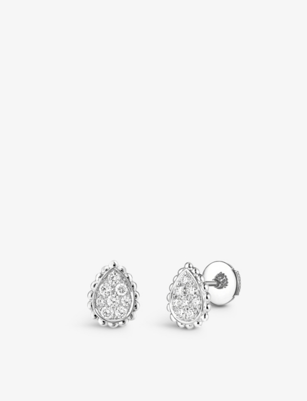 Serpent Bohème 18ct white-gold and diamond stud earrings