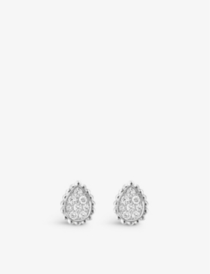 Boucheron Women's Serpent Bohème 18ct White-gold And Diamond Stud Earrings