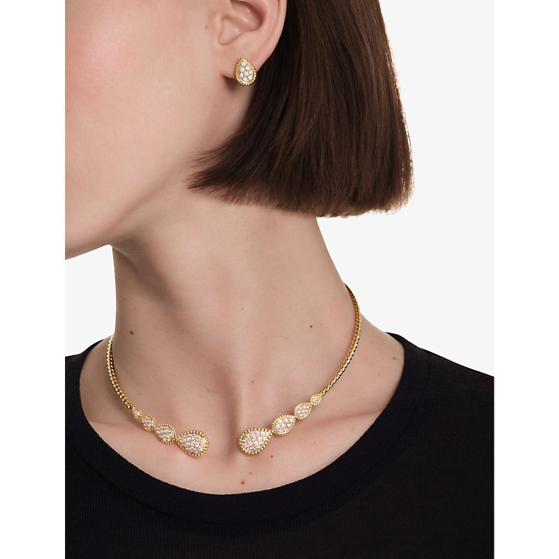 Shop Boucheron Womens Yellow Serpent Bohème 18ct Yellow-gold And Diamond Stud Earrings