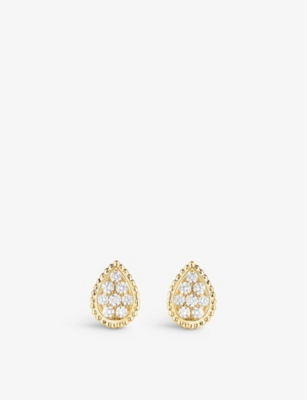 Shop Boucheron Womens Yellow Serpent Bohème 18ct Yellow-gold And Diamond Stud Earrings