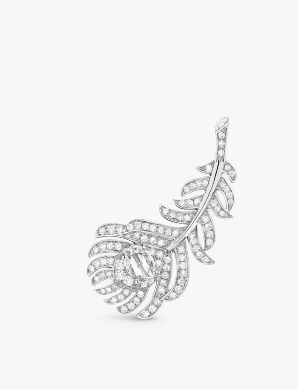 Plume de Paon 18ct white-gold and 1.1ct diamond earrings