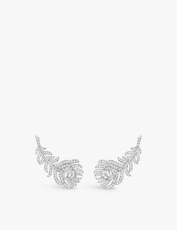 Plume de Paon 18ct white-gold and 1.1ct diamond earrings