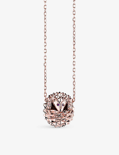 BOUCHERON: Hans the Hedgehog 18ct pink-gold, ruby and diamond necklace