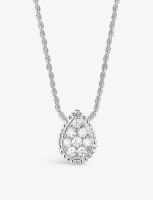 Shop Boucheron Women's Serpent Bohème 18ct White-gold And Diamond Pendant Necklace
