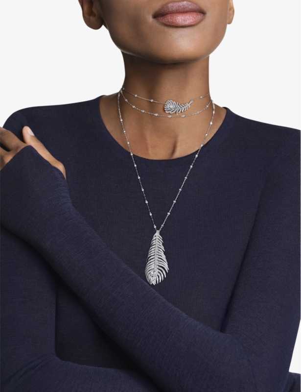 Plume de Paon 18ct white-gold and diamond necklace