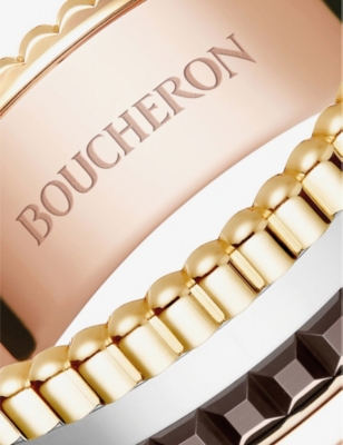 Shop Boucheron Men's Quatre Classique 18ct Yellow-gold, White-gold And Pink-gold Ring
