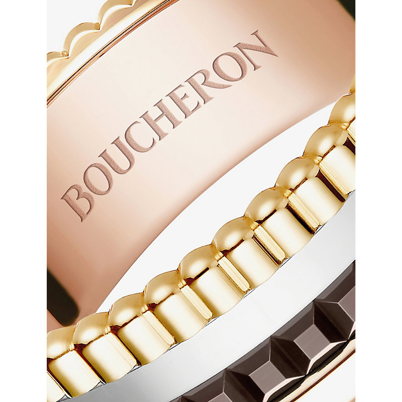Shop Boucheron Women's Quatre Classique 18ct Yellow-gold, White-gold And Pink-gold Ring