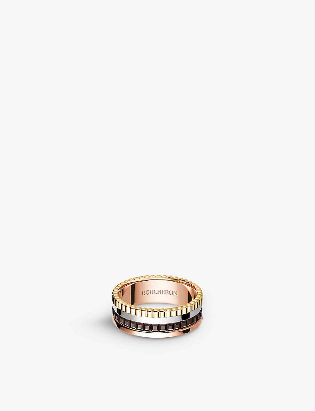 Boucheron Mens Yellow Quatre Classique 18ct Yellow-gold, White-gold And Pink-gold Ring