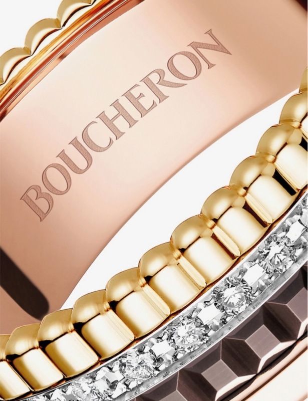 Quatre Classique 18ct yellow-gold, white-gold, pink-gold and 0.24ct diamond ring