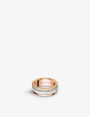BOUCHERON: Quatre 18ct white, yellow and pink-gold, 0.24ct diamond and ceramic ring