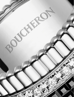 Shop Boucheron Men's Quatre 18ct White-gold With 0.49ct Pavé-set Round Diamond And Pvd Ring In Silver