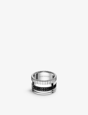 Shop Boucheron Women's Quatre 18ct White-gold With Pvd Ring In Silver