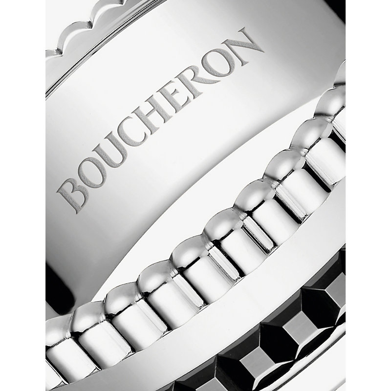 Shop Boucheron Men's Quatre 18ct White-gold With Pvd Ring In Grey
