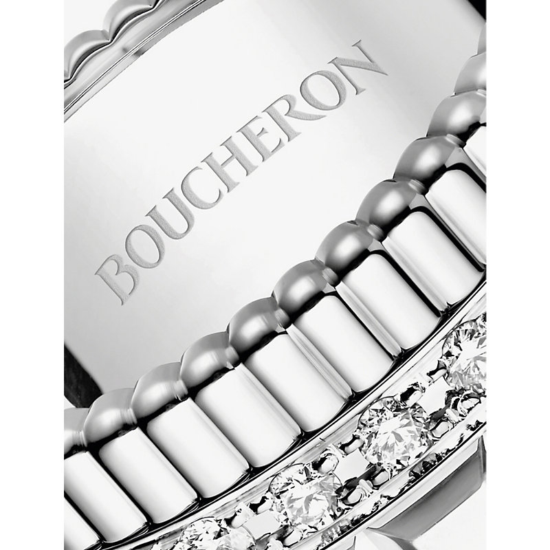 Shop Boucheron Women's Quatre Radiant Edition 18ct White-gold And 0.49ct Pavé Diamond Ring In Silver