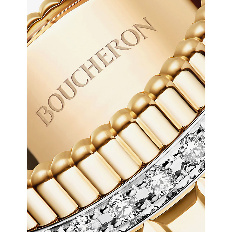Shop Boucheron Men's Quatre Radiant Edition 18ct Yellow-gold And 0.49ct Pavé-set Diamond Ring