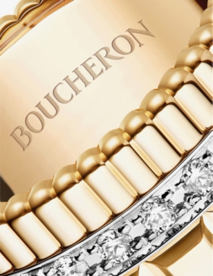 BOUCHERON: Quatre Radiant Edition 18ct yellow-gold and 0.49ct pavé-set diamond ring