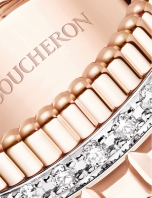 Shop Boucheron Women's Pink Quatre Radiant Edition Rose-gold And 0.51ct Diamond Ring