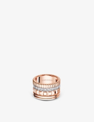 Boucheron Womens Pink Quatre Radiant Edition Rose-gold And 0.51ct Diamond Ring