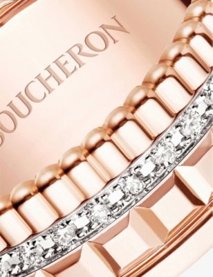 Shop Boucheron Womens Pink Quatre Radiant Edition Rose-gold And 0.24ct Diamond Ring